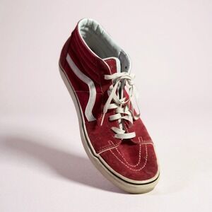 Vans Sk8 High Top Red Suede White Stripe M 9 / W 10.5